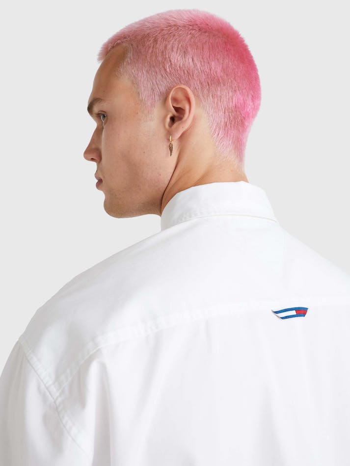 Tommy Jeans Colour-Blocked Skate Fit Organic Cotton Men's Shirts White / Multicolor | w8Zo4ABnTmdi