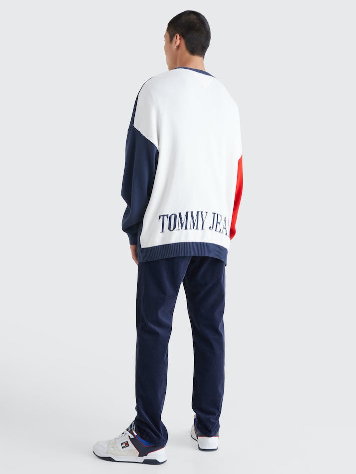 Tommy Jeans Colour-Blocked Skater Men's Cardigan Deep Red | z7FaAVhUX84V