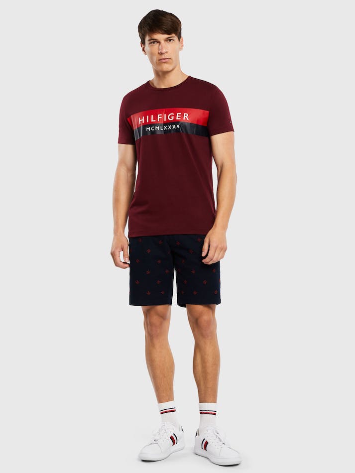 Tommy Hilfiger Colour-Blocked Slim Fit Men's T Shirts Dark Red | CviWj4RlCbn7