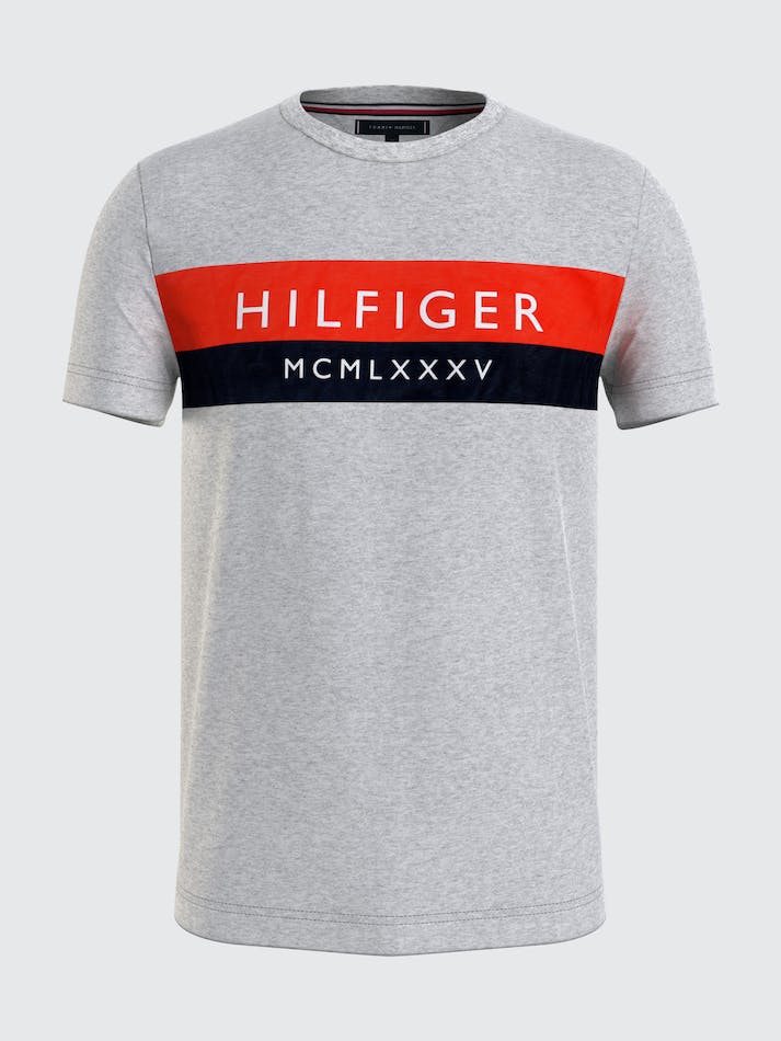 Tommy Hilfiger Colour-Blocked Slim Fit Men's T Shirts Light Grey | e7ZFnf5w7qVS