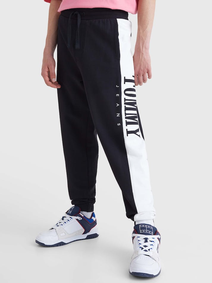 Tommy Jeans Colour-Blocked Terry Men's Jogger Black | G9EWXI8MRbhc