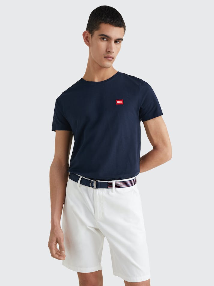 Tommy Hilfiger Contrast Flag Organic Cotton Men's T Shirts Blue | WpsR2TMPianO