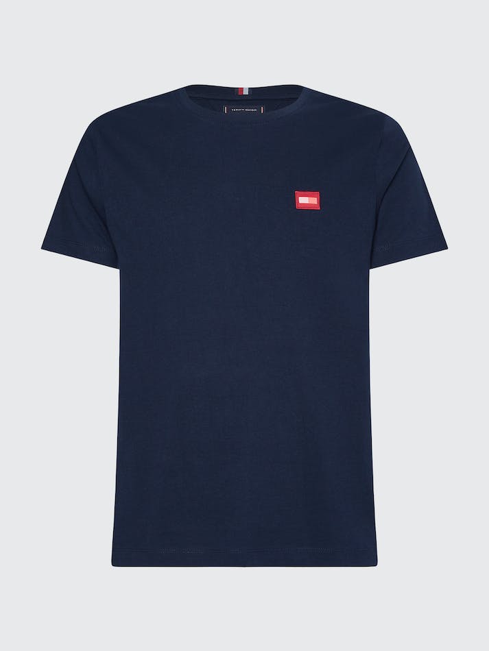 Tommy Hilfiger Contrast Flag Organic Cotton Men's T Shirts Blue | WpsR2TMPianO