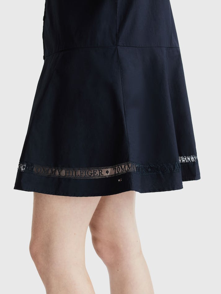 Tommy Hilfiger Cotton Lace Shirt Women's Dress Blue | WIKrZWNMMqJE