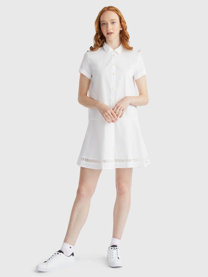 Tommy Hilfiger Cotton Lace Shirt Women's Dress White | IbMIi3lJf2xQ