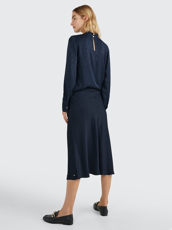 Tommy Hilfiger Crepe Flare Midi Women's Skirts Blue | BpAkbcfVAXVo