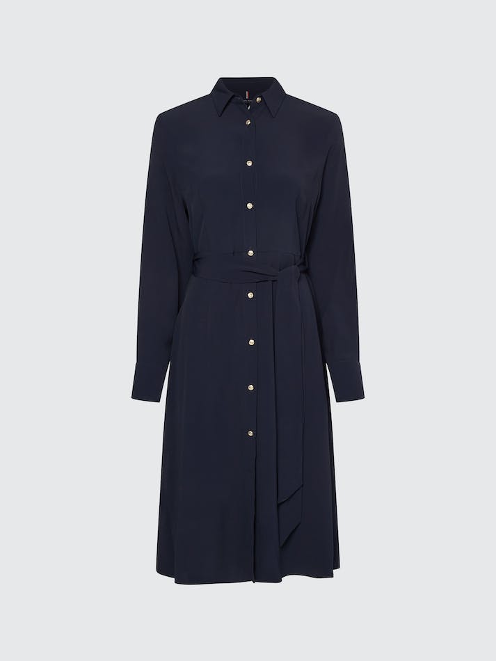 Tommy Hilfiger Crepe Knee Shirt Women's Dress Blue | tapZK9sxTG1B