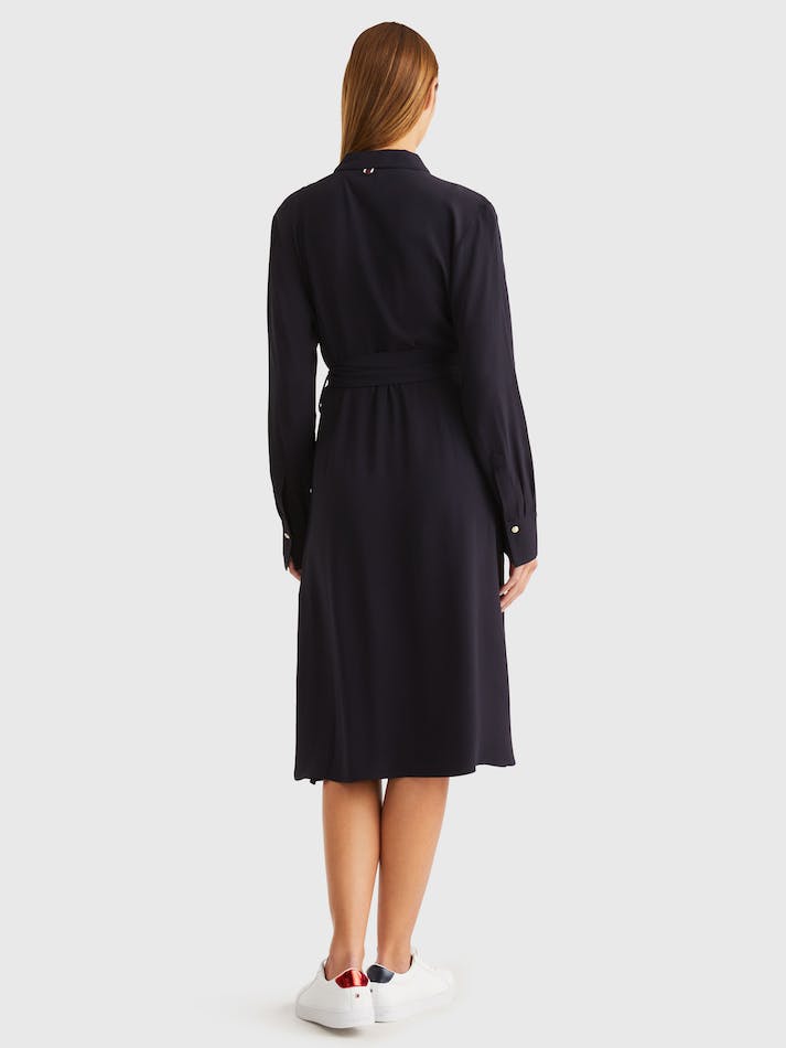 Tommy Hilfiger Crepe Knee Shirt Women's Dress Blue | tapZK9sxTG1B