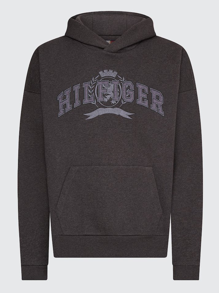 Tommy Hilfiger Crest Applique Oversized Men's Hoodie Dark Grey | EEBUpMkXXJgQ