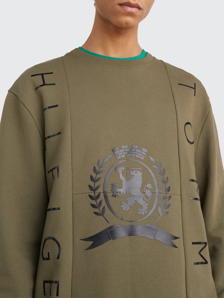 Tommy Hilfiger Crest Crew Men's Sweatshirts Green | gncDzCdT3oSq