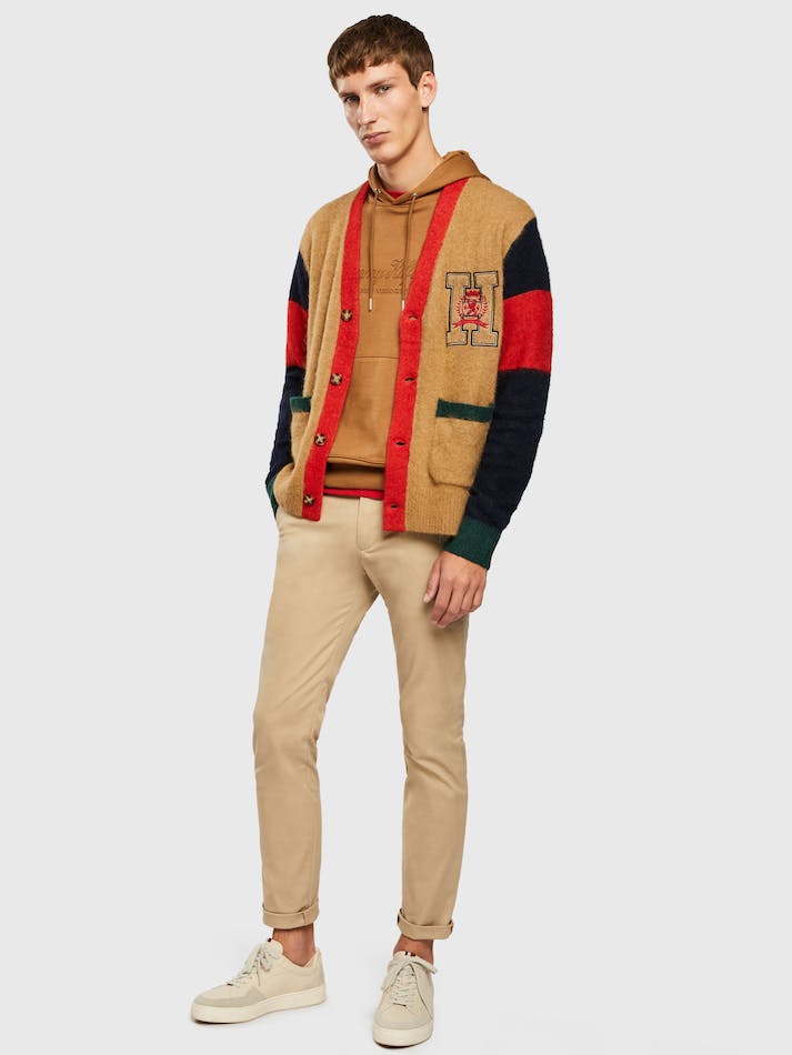 Tommy Hilfiger Crest Embroidery Colour-Blocked Men's Cardigan Khaki | zcaihEwSBJJm