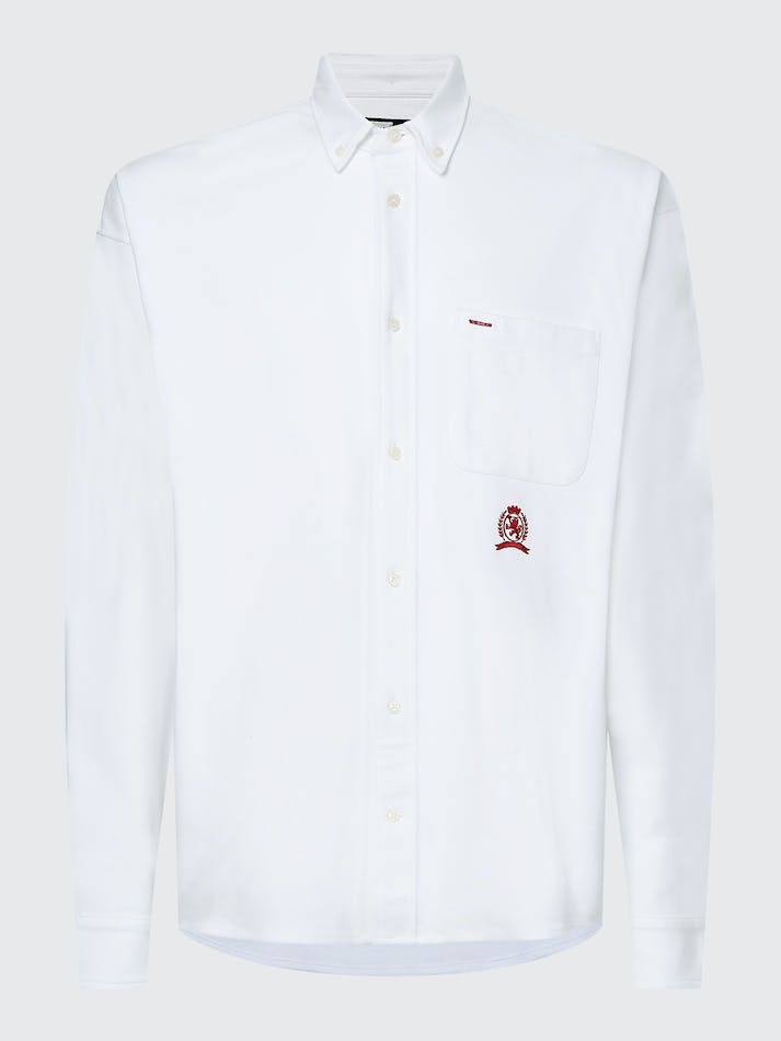 Tommy Hilfiger Crest Embroidery Pique Men's Shirts White | 8dype5oIqbha