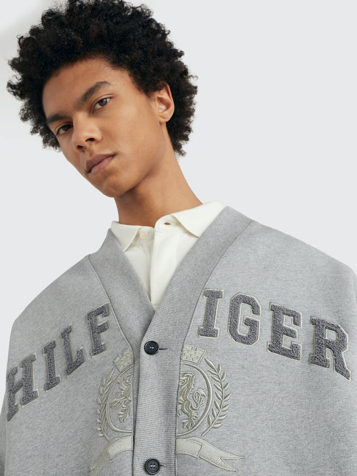 Tommy Hilfiger Crest Embroidery Prep Men's Cardigan Grey | vIK1zwYJlh4P