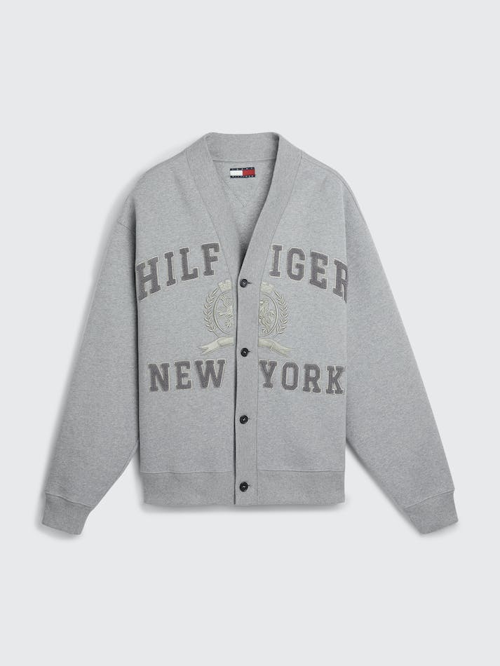 Tommy Hilfiger Crest Embroidery Prep Men's Cardigan Grey | vIK1zwYJlh4P