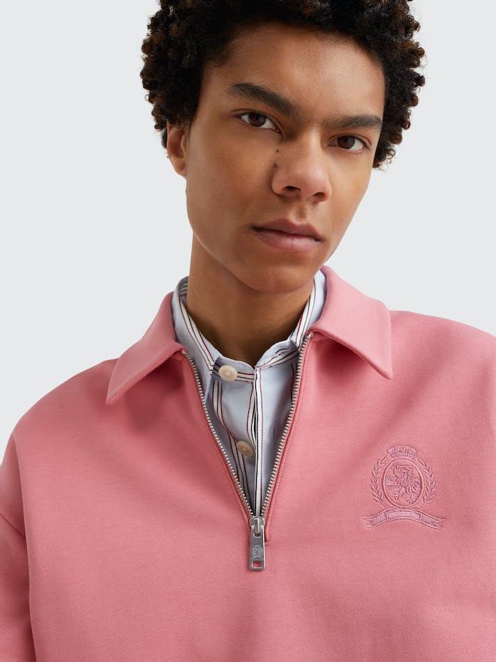 Tommy Hilfiger Crest Half-Zip Men's Sweatshirt Pink | p09PlDSAza95