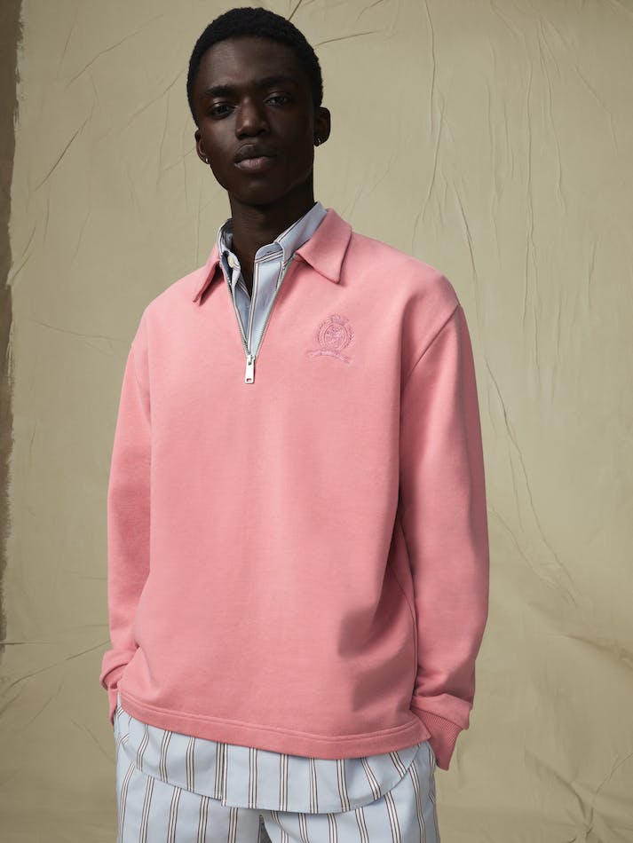 Tommy Hilfiger Crest Half-Zip Men's Sweatshirt Pink | p09PlDSAza95