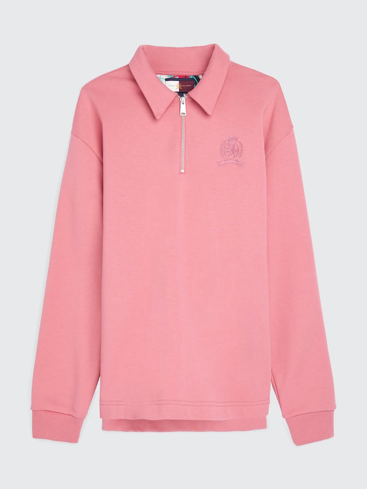 Tommy Hilfiger Crest Half-Zip Men's Sweatshirt Pink | p09PlDSAza95