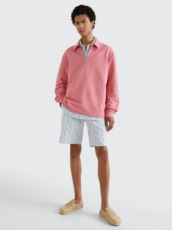 Tommy Hilfiger Crest Half-Zip Men\'s Sweatshirt Pink | p09PlDSAza95