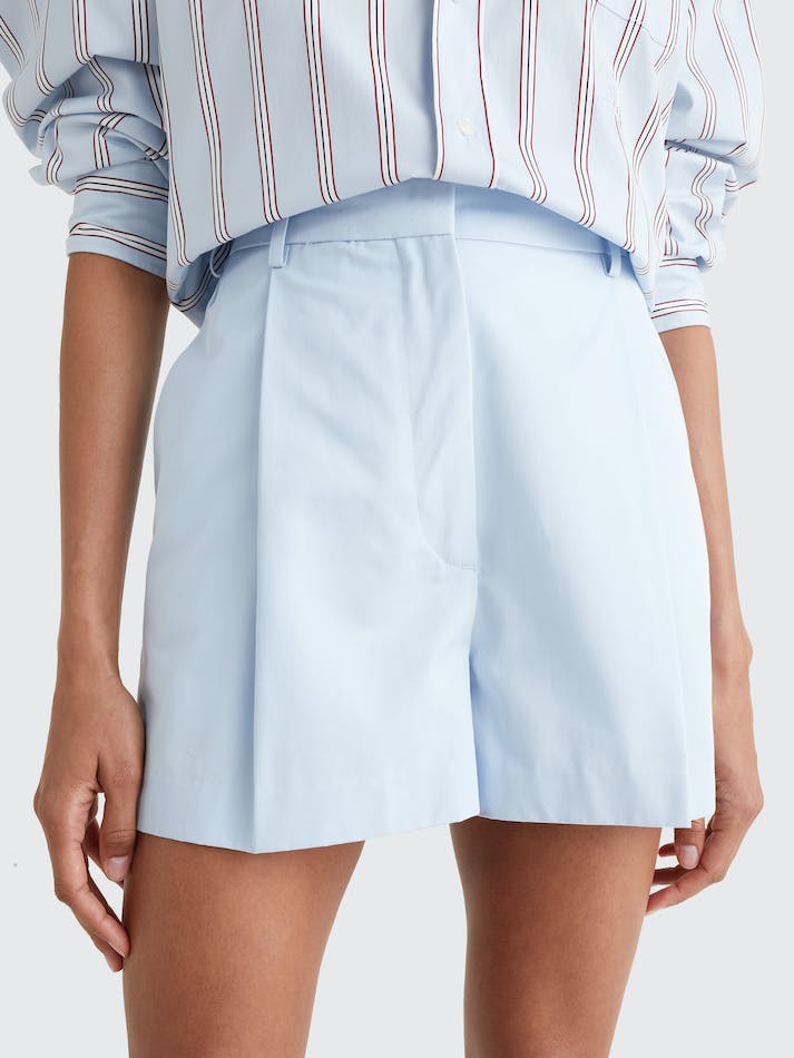 Tommy Hilfiger Crest High Rise Pleated Women's Shorts Blue | EfRCZSd086Xi