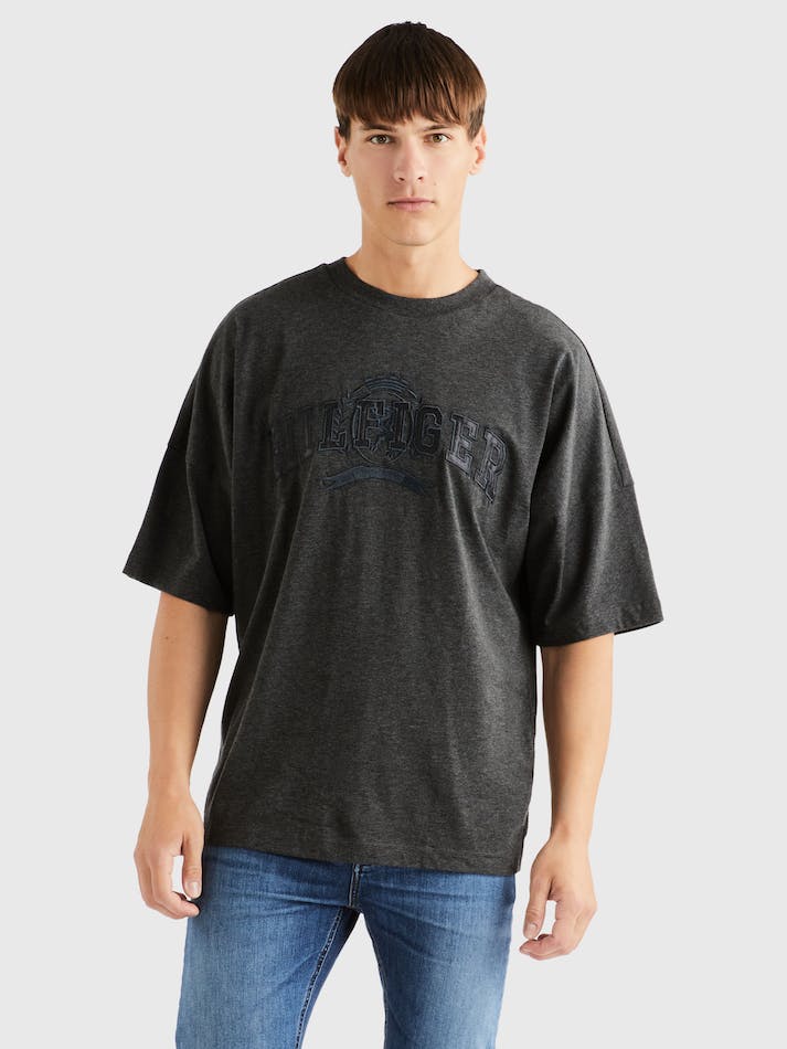 Tommy Hilfiger Crest Organic Cotton College Men's T Shirts Dark Grey | ZC6vLCaDq6HV