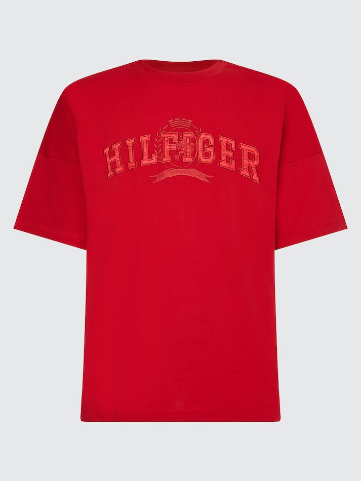 Tommy Hilfiger Crest Organic Cotton College Men's T Shirts Red | rBGnhCVUFv4t