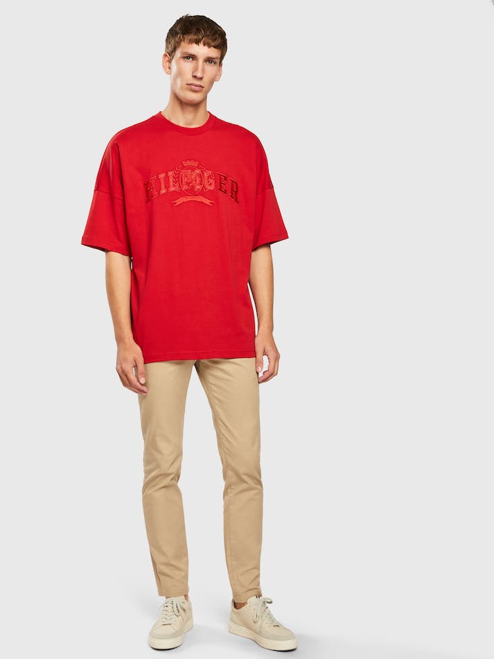 Tommy Hilfiger Crest Organic Cotton College Men's T Shirts Red | rBGnhCVUFv4t