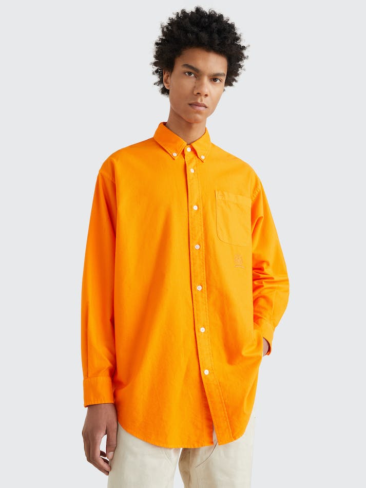 Tommy Hilfiger Crest Pure Cotton Oxford Men's Shirts Orange | fyuJbQjjJtVf