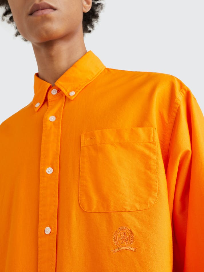 Tommy Hilfiger Crest Pure Cotton Oxford Men's Shirts Orange | fyuJbQjjJtVf