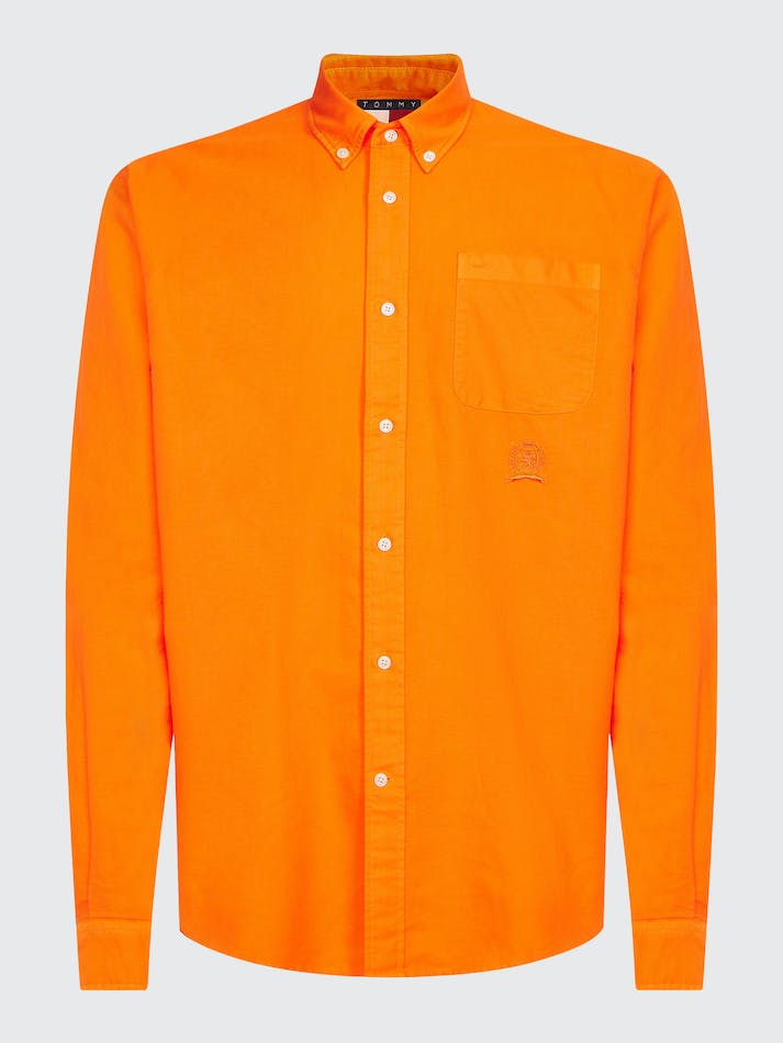 Tommy Hilfiger Crest Pure Cotton Oxford Men's Shirts Orange | fyuJbQjjJtVf