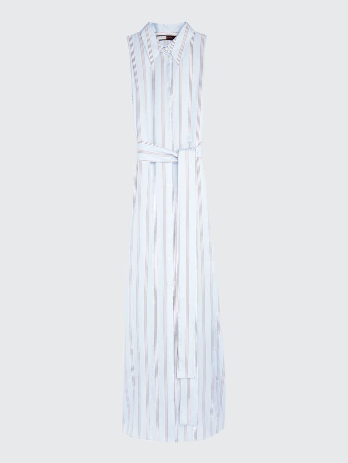 Tommy Hilfiger Crest Sleeveless Stripe Maxi Shirt Women's Dress Multicolor | nrbdHkEpezmI