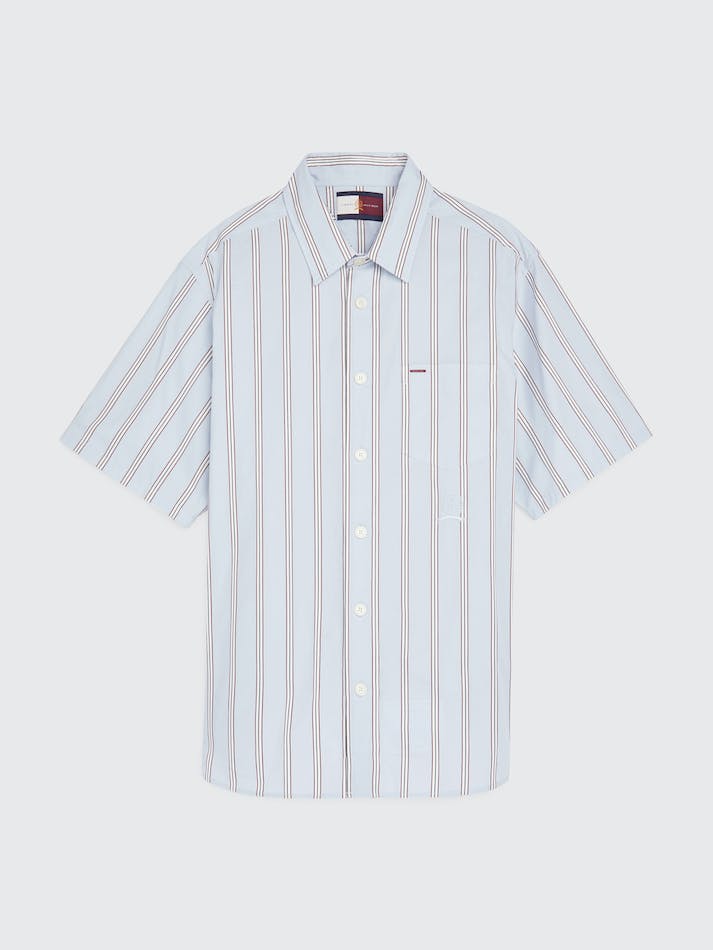 Tommy Hilfiger Crest Stripe Short Sleeve Men's Shirts Multicolor | XUI0m7bYwJtQ