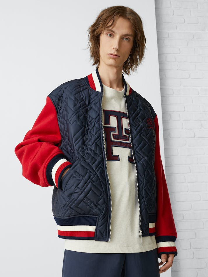 Tommy Hilfiger Crest Varsity Men's Jackets Grey | BRmejYL41jAv