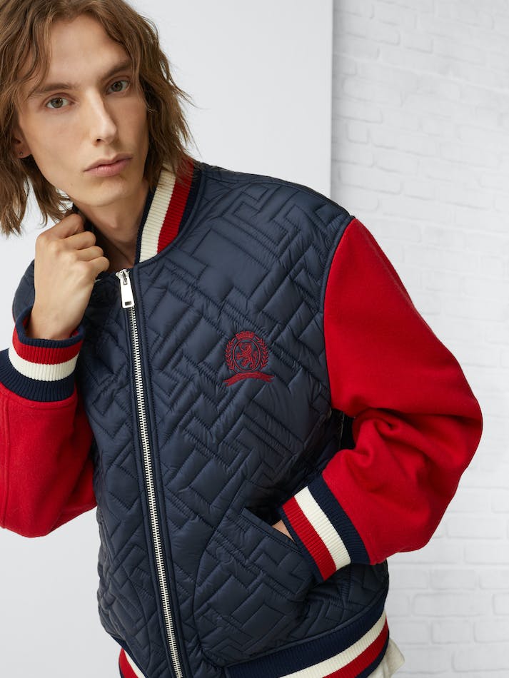 Tommy Hilfiger Crest Varsity Men's Jackets Grey | BRmejYL41jAv