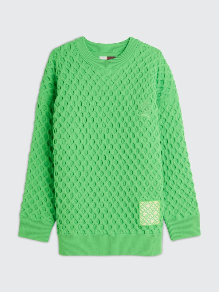 Tommy Hilfiger Crest Waffle Knit Women's Jumpers Light Green | MLTdsugc1gMP