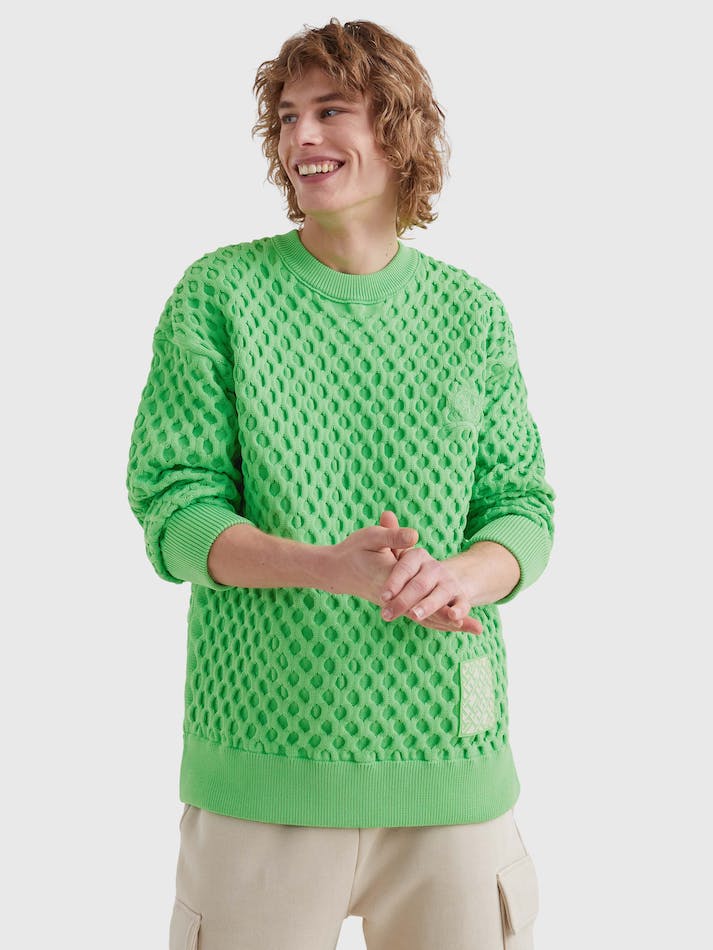 Tommy Hilfiger Crest Waffle Knit Women's Jumpers Light Green | MLTdsugc1gMP