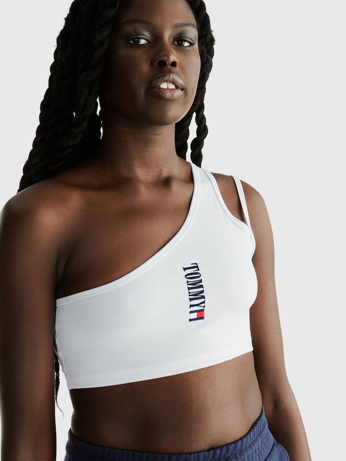 Tommy Jeans Cropped Archive Shoulder Women's Tops White | MkmHybKQXBvk