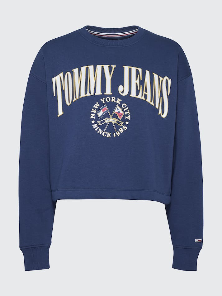 Tommy Jeans Cropped Relaxed Fit Logo Women's Sweatshirt Navy | 270u3lHQgAhA