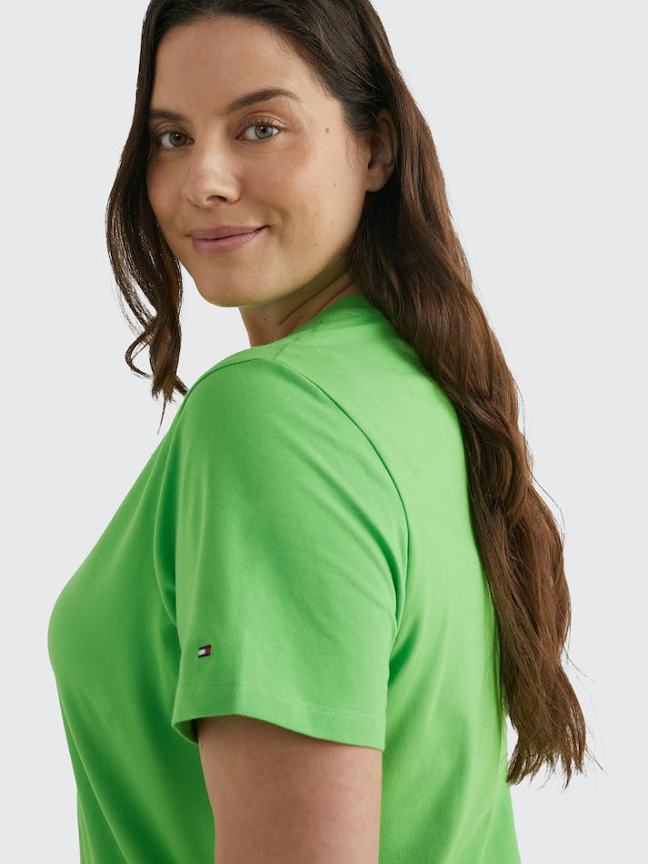 Tommy Hilfiger Curve 1985 Collection Logo Crew Neck Women's T Shirts Light Green | WJoyJp9Z8Htk