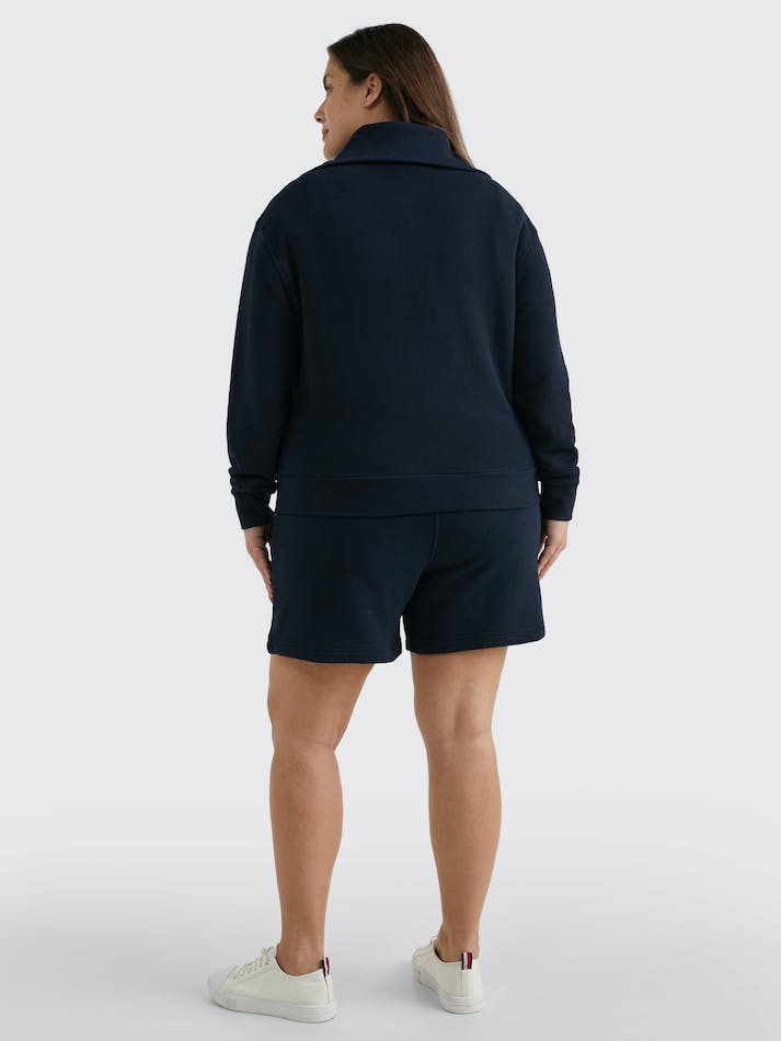 Tommy Hilfiger Curve 1985 Collection Logo Half-Zip Women's Jumpers Blue | MXhG1vok8inV