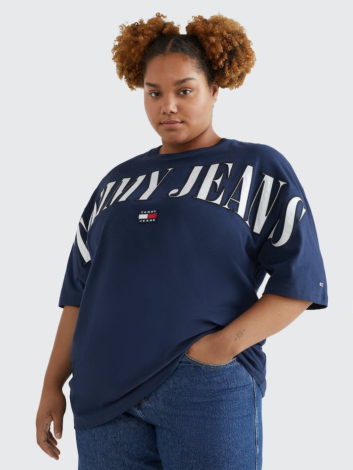 Tommy Jeans Curve Archive Oversized Women's T Shirts Navy | yjFzF9LHdqqU