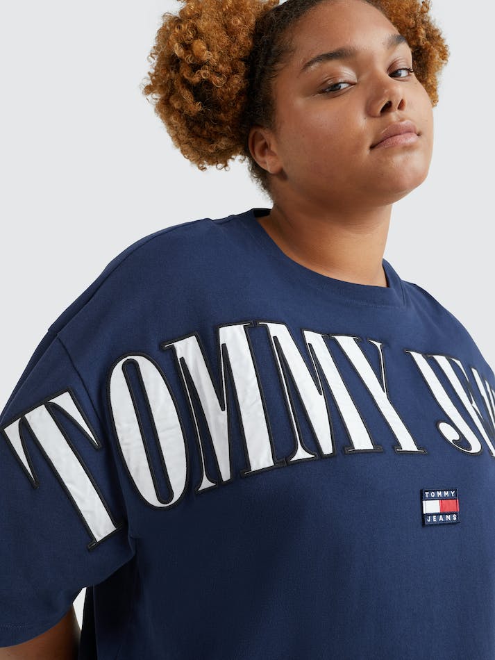 Tommy Jeans Curve Archive Oversized Women's T Shirts Navy | yjFzF9LHdqqU