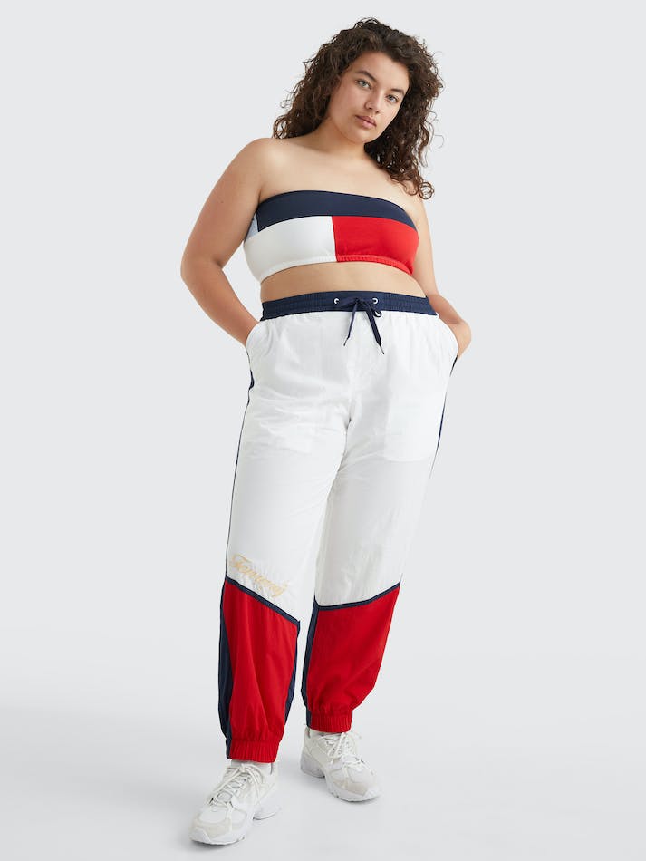 Tommy Jeans Curve Colour-Blocked Woven Women\'s Jogger White / Multicolor | R5edEKno7MPk