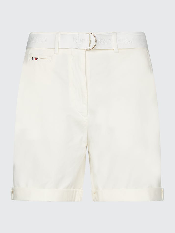 Tommy Hilfiger Curve D-Ring Belted Chino Women's Shorts White | KduKggfLU7Gc