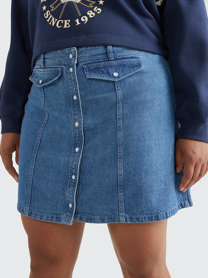 Tommy Jeans Curve Denim Mini Women's Skirts Blue | f3eiaogVjRf9