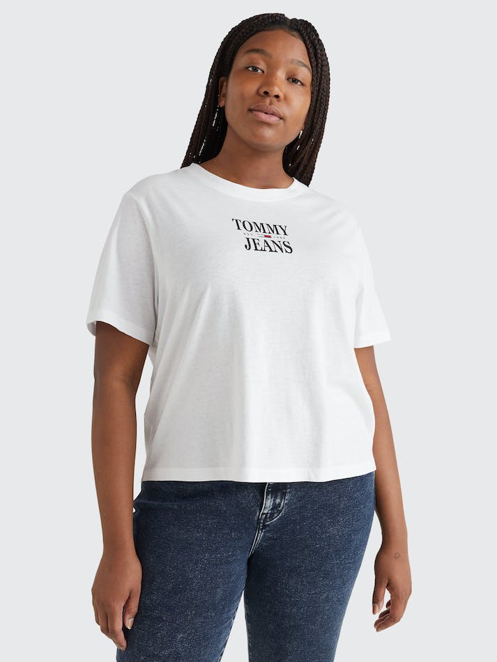 Tommy Hilfiger Curve Essential Logo Women's T Shirts White | fCi3CFvipEGh