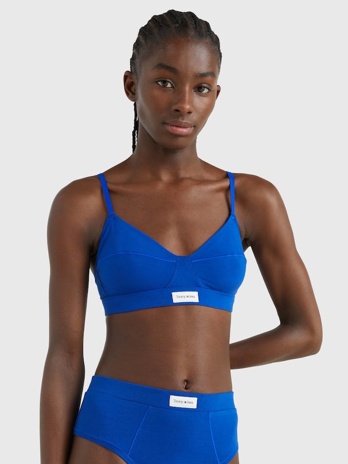 Tommy Jeans Curve Essential Unpadded Non-Wired Women's Lingerie Blue | tcWjY34zD3C4