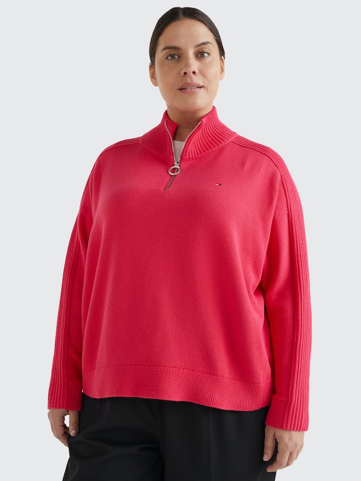 Tommy Hilfiger Curve Half-Zip Women's Jumpers Pink | DoPjXjgTtfri