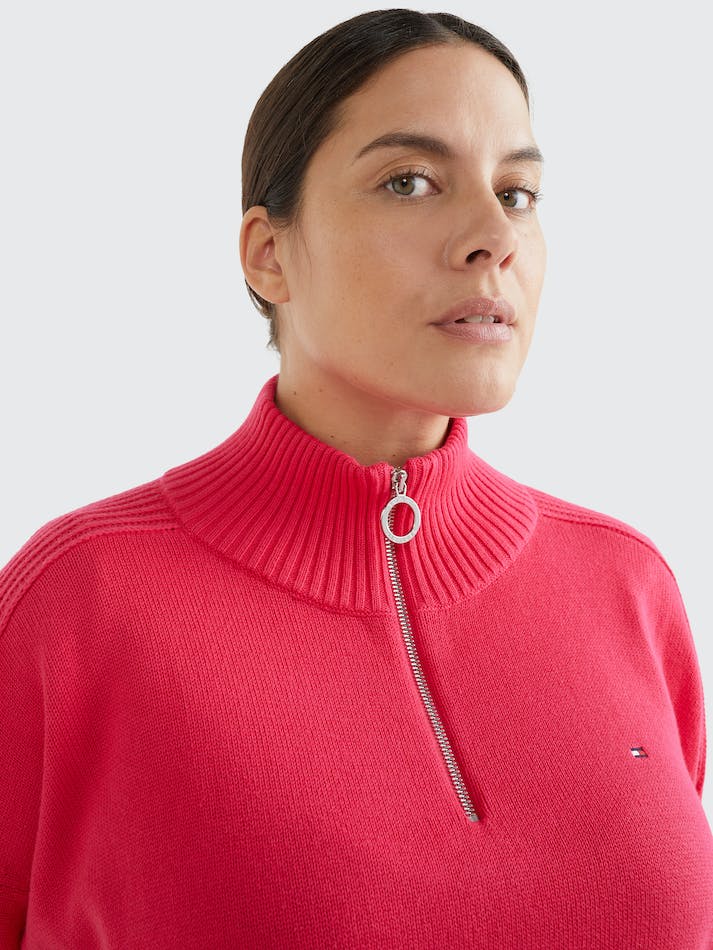 Tommy Hilfiger Curve Half-Zip Women's Jumpers Pink | DoPjXjgTtfri