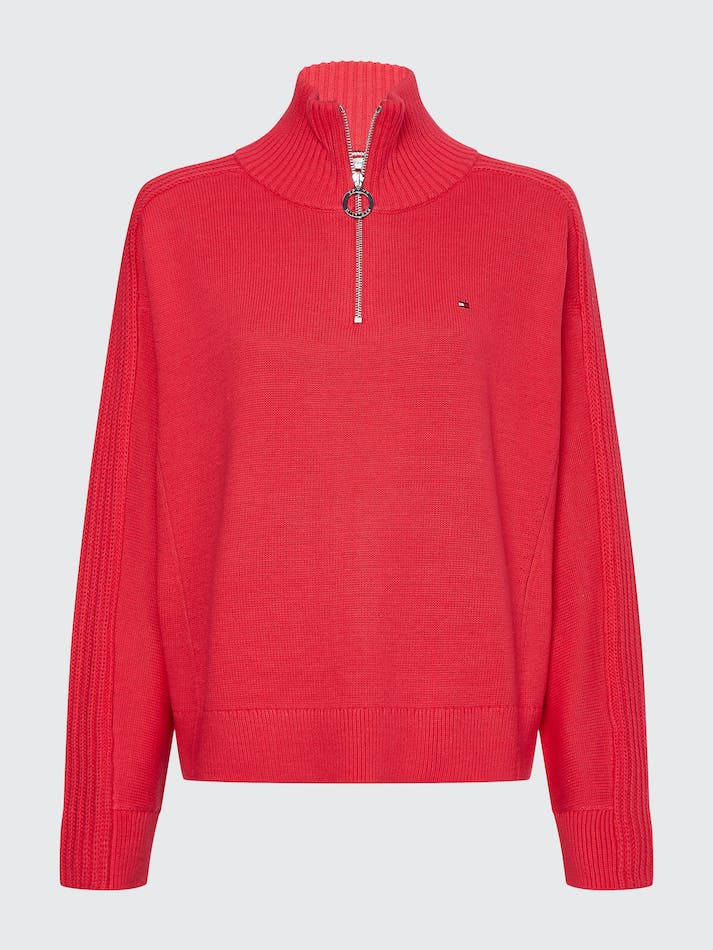 Tommy Hilfiger Curve Half-Zip Women's Jumpers Pink | DoPjXjgTtfri