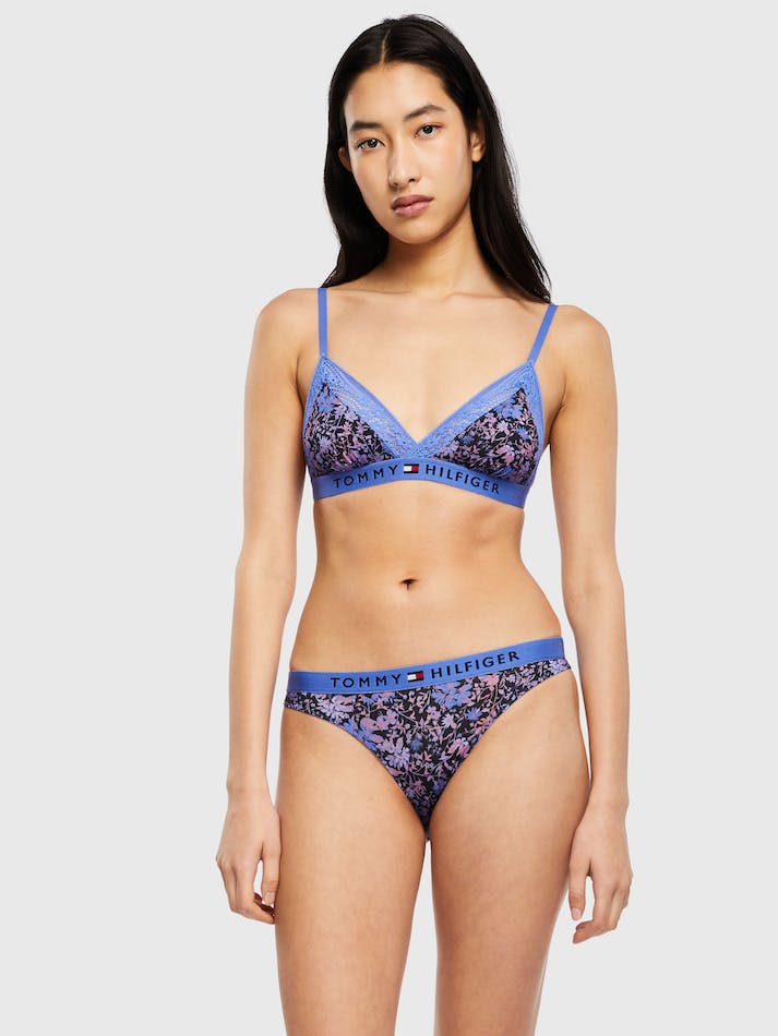 Tommy Hilfiger Curve Lace Print Unpadded Non-Wired Triangle Women\'s Lingerie Blue | lgXLNM9SEG5M